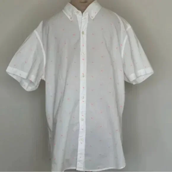 Bonobos White Short Sleeve Cotton Button Down with Pink Fruit Slices Size XL - Picture 11 of 11